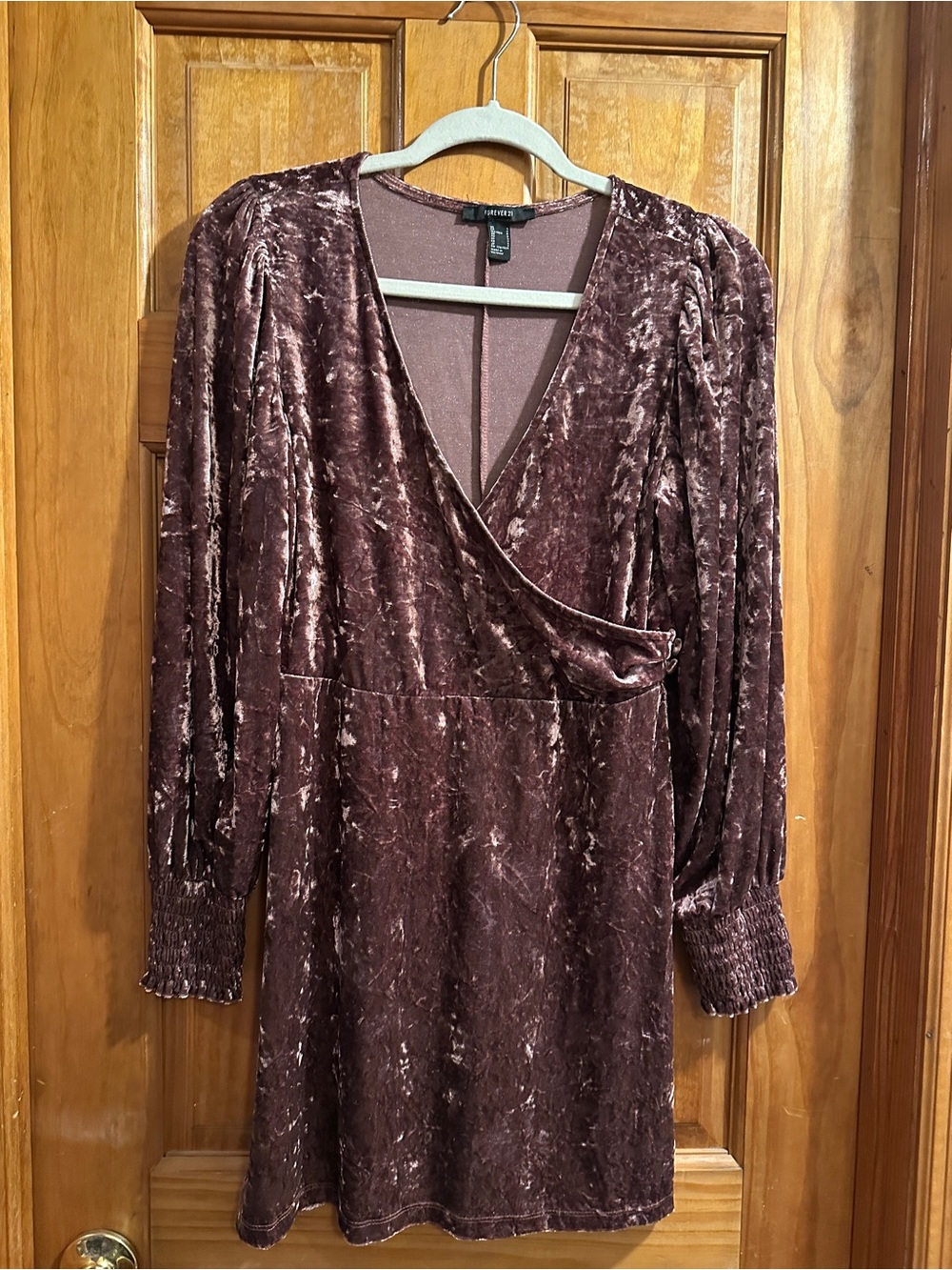 Velvet Long Sleeve Dress in Mauve